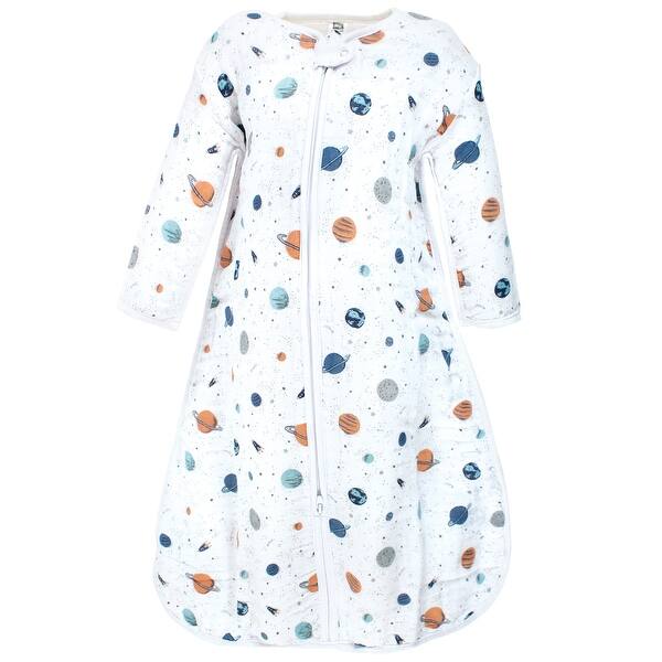 slide 1 of 1, Hudson Baby Infant Boy Long Sleeve Muslin Sleeping Bag, Wearable Blanket, Sleep Sack, Space 0-6 Months - Space