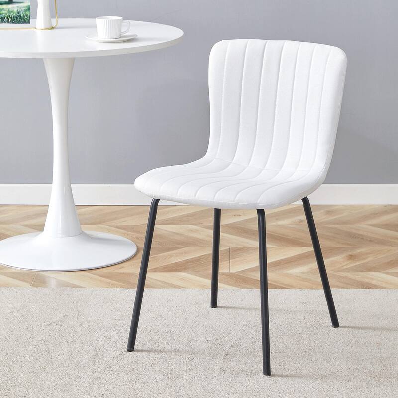 Set of 4 Minimalist Dining Chairs – Premium Black Metal Leg Design for Modern Interiors, Versatile Style Adaptability