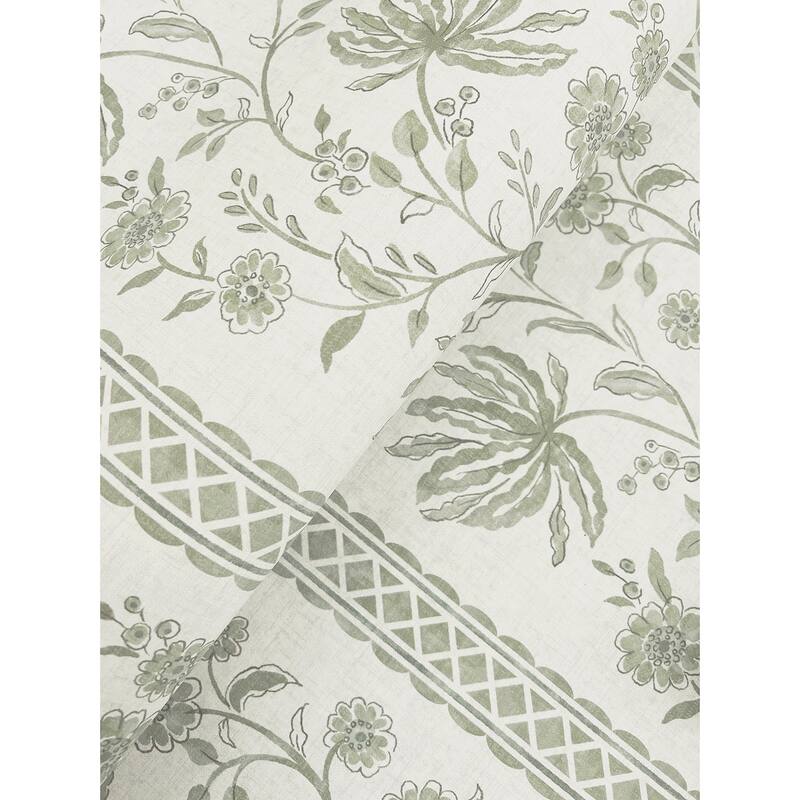 Edgemoor Sage Jacobean Stripe Wallpaper