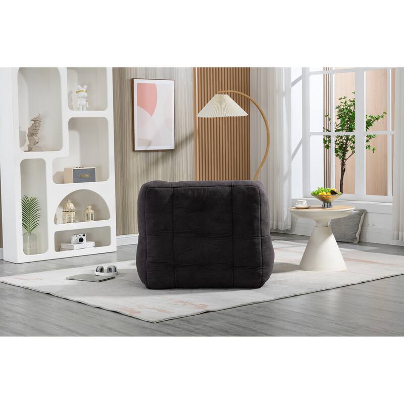 Fluffy Bean Bag Chair Lazy Bean Bag Sofa Chair for Adults and Children, Lounge Chairs with Memory Foam and Ottoman, Black