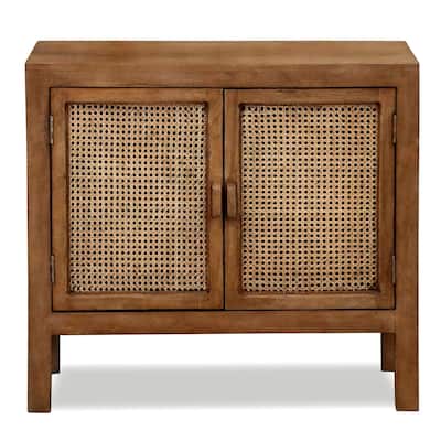 StyleCraft Easton Mango Wood with Woven Cane Panels Two-Door Cabinet