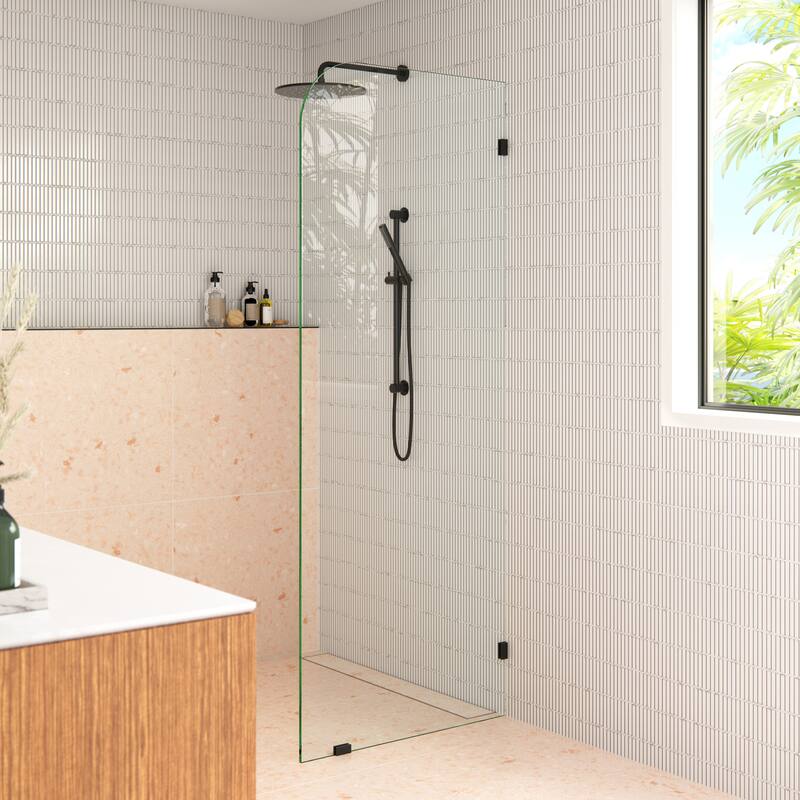 Glass Warehouse 38" x 78" Frameless Shower Door - Single Fixed Panel Radius