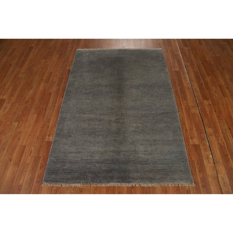 Hand Knotted Oriental 100% Wool Carpet Modern Modern Greys & Charcoal Gabbeh Area Rug - 5' 10'' X 4' 0''