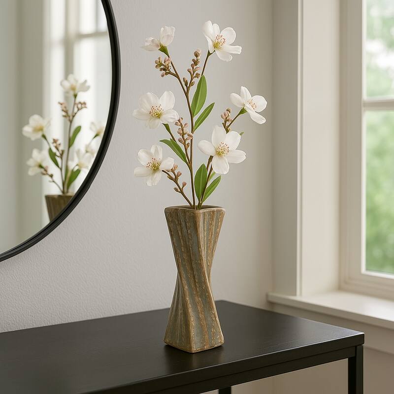 Stoneware Decorative Vase with Drip Glaze Finish Modern Home Decor