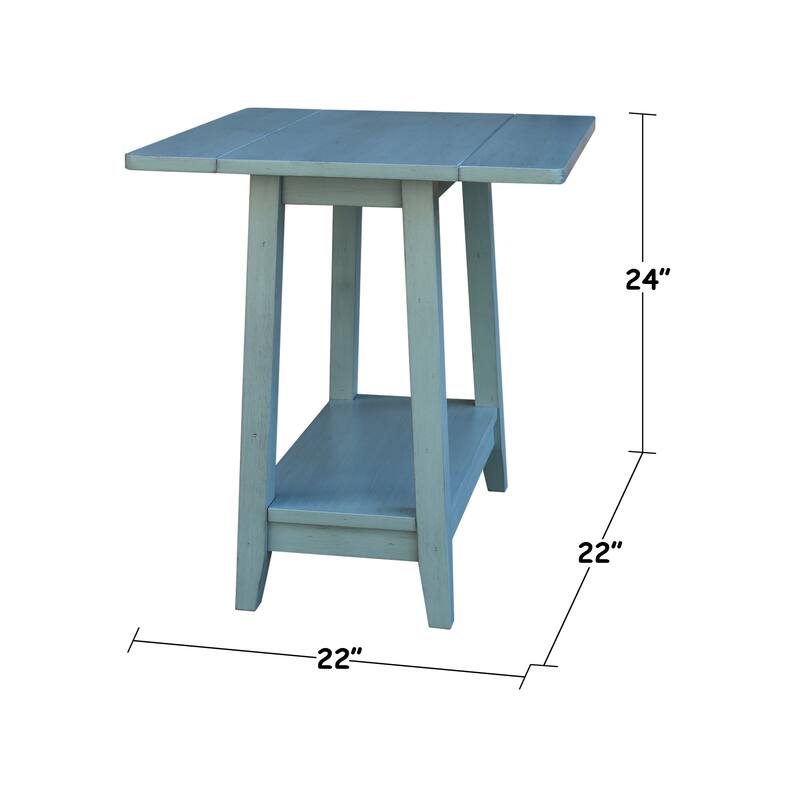 Square Solid Wood Drop Leaf Side Table