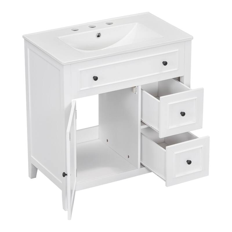 30 in. W x 18.3 in. D x 32.5 in. H Freestanding Bath Vanity Cabinet with Ceramic Sink Top