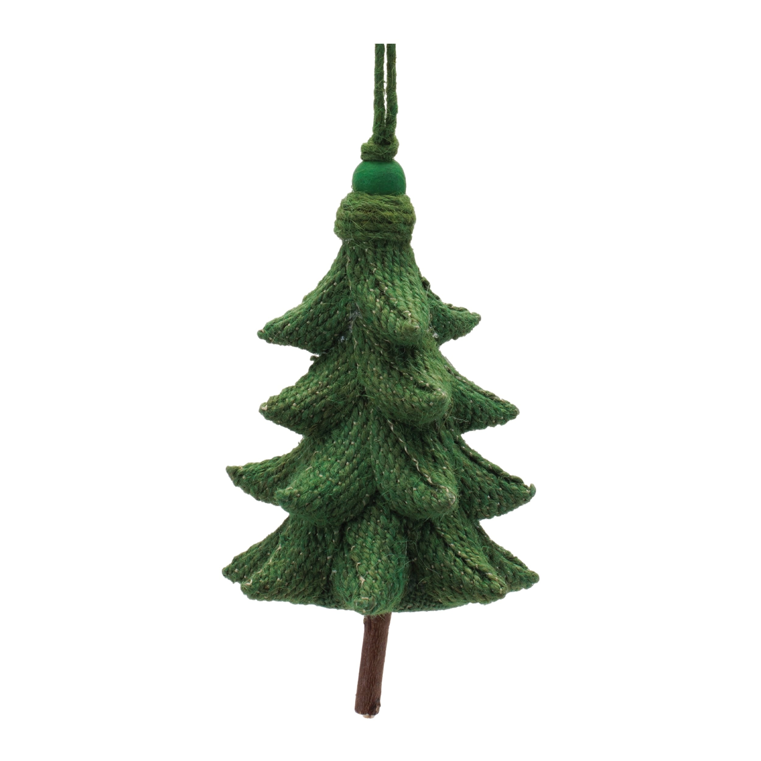 Rustic Tree Ornaments (Set of 4) - 5.5" Plastic with Jute Hangers