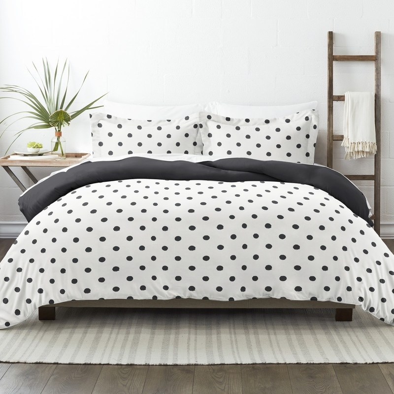 Your Zone Gray Stripe Dot Bedding Fresh and Stylish Bed Set Multiple Size 