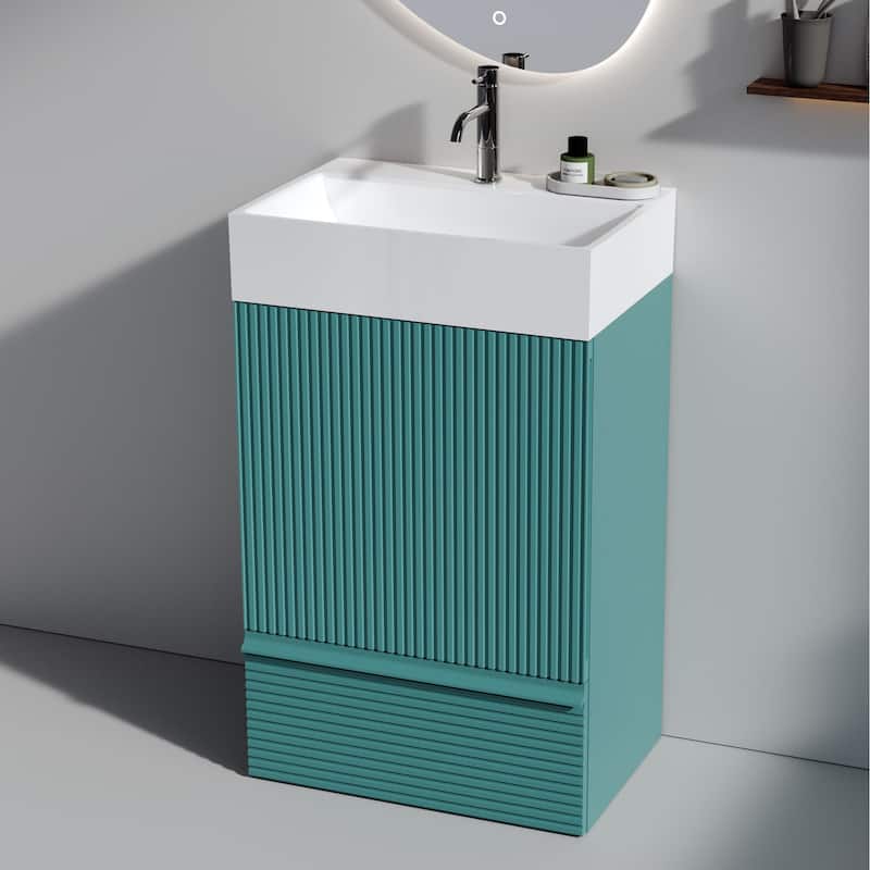 CITTANEO Gada 20'' Modern Freestanding Bathroom Vanity with Sink and Integral Basin - Aquamarine