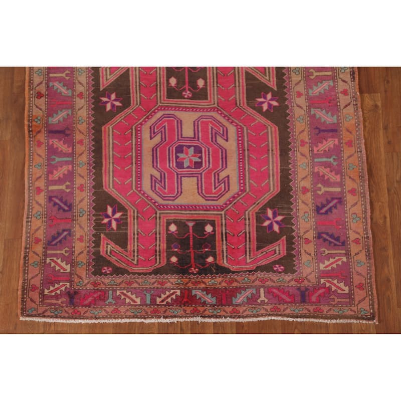 Over Dyed Meshkin Persian Vintage Runner Rug Handmade Wool Carpet - 4'5"x 10'11"