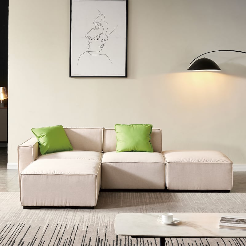 Modular Sectional Fabric Sofa (Beige)