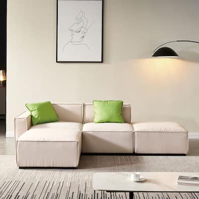Modular Sectional Fabric Sofa (Beige)