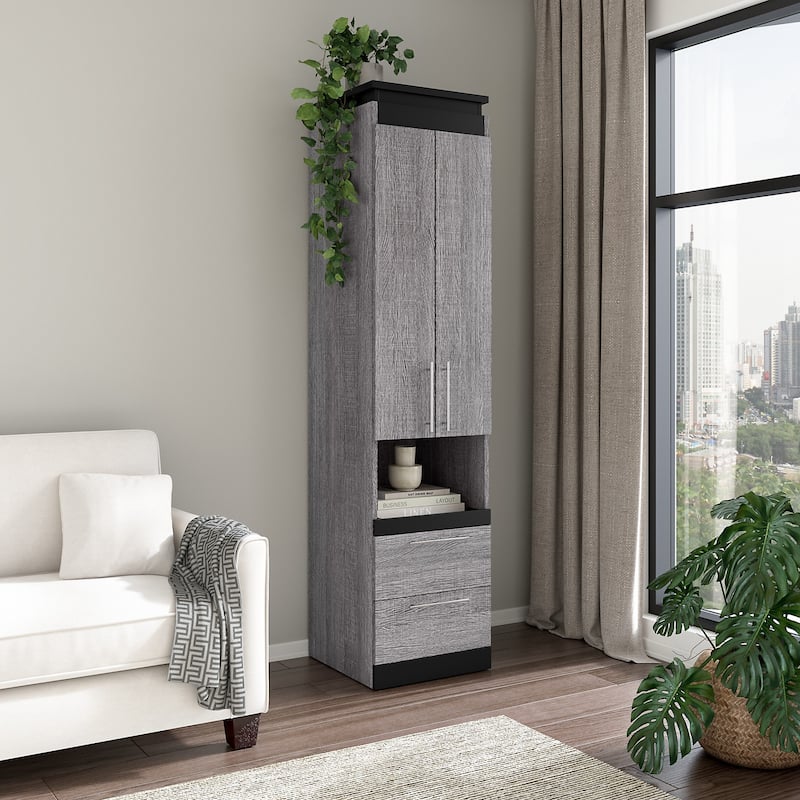 Orion Narrow Storage Cabinet with Drawers and Pull-Out Shelf by Bestar