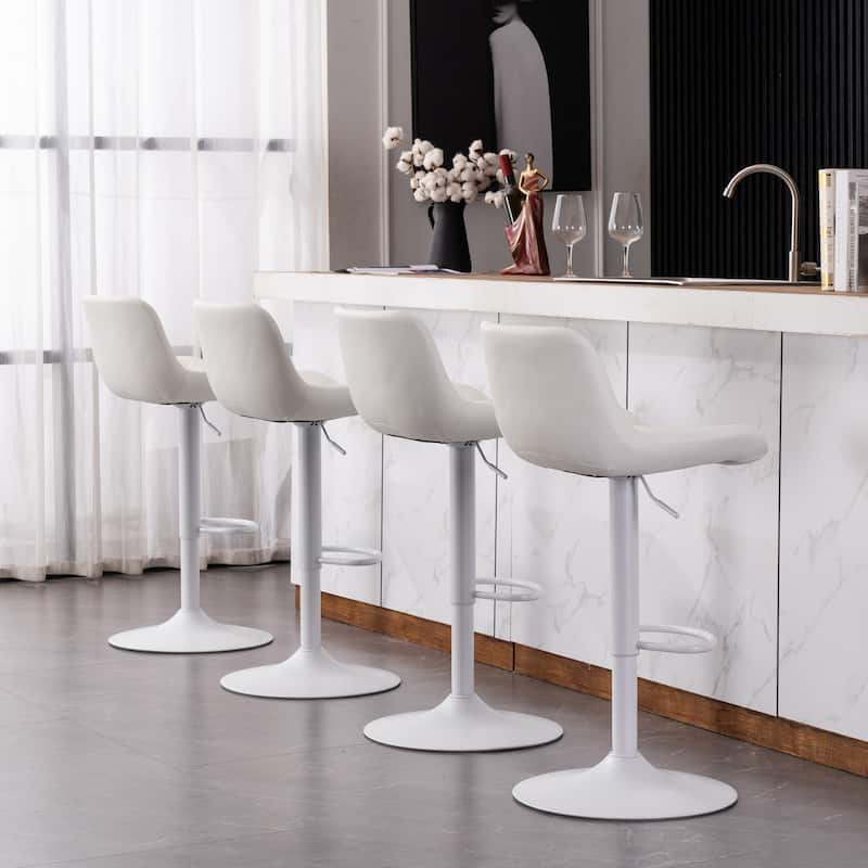 Modern Adjustable Swivel Bar Stools Counter Height Set of 2