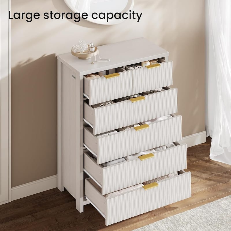 Fluted Bedroom Dresser Drawers TV Stand Drawer Organizer