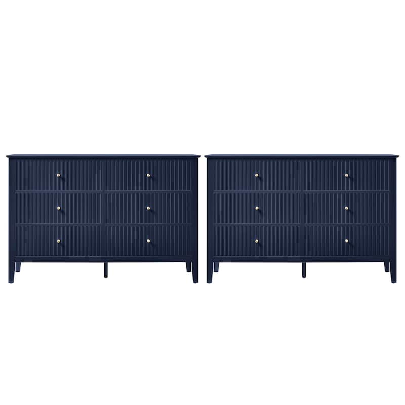 6 Drawer Dresser Fluted Modern with 5 Colors Available | High Weight Capacity Wood Dresser for Bedroom