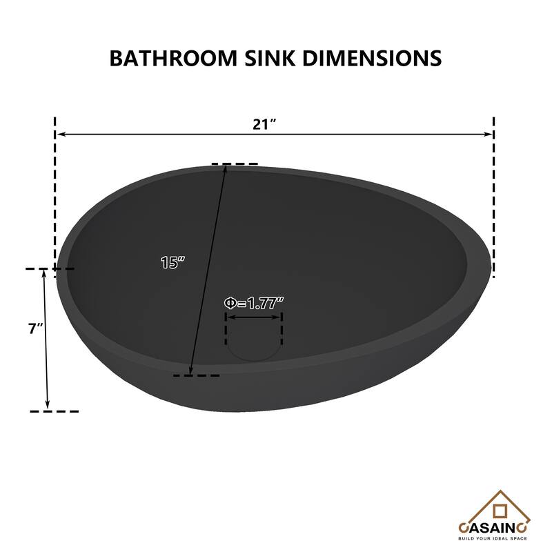 CASAINC Concrete Egg-Shaped Bathroom Sink Vessel Sink Art Basin with the Same Color Drainer