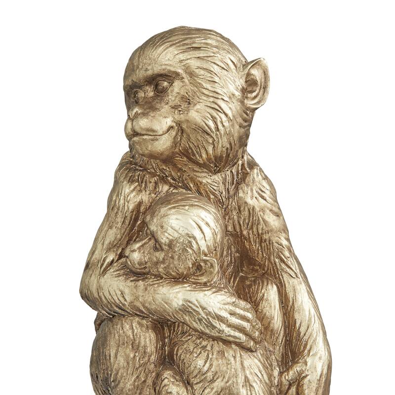 Resin Monkey Decorative Sculpture - Set of 2 Gold - Roche River Decor