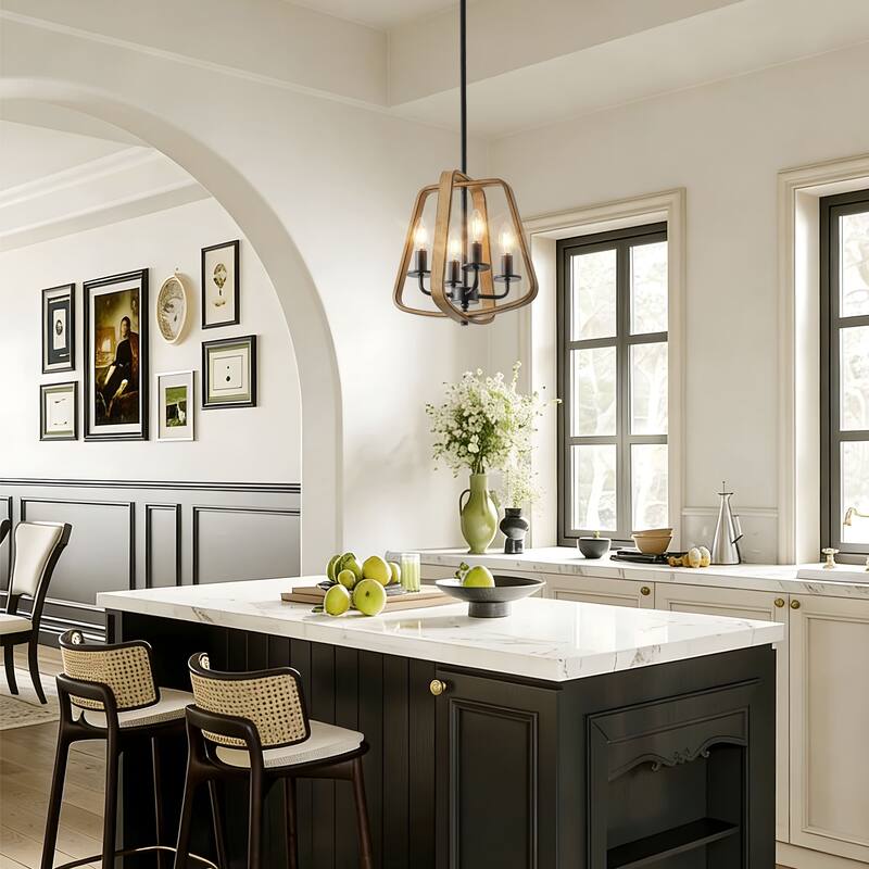 Starsky 4-Light Farmhouse Open Cage Chandelier for dining room, kitchen island or entryway