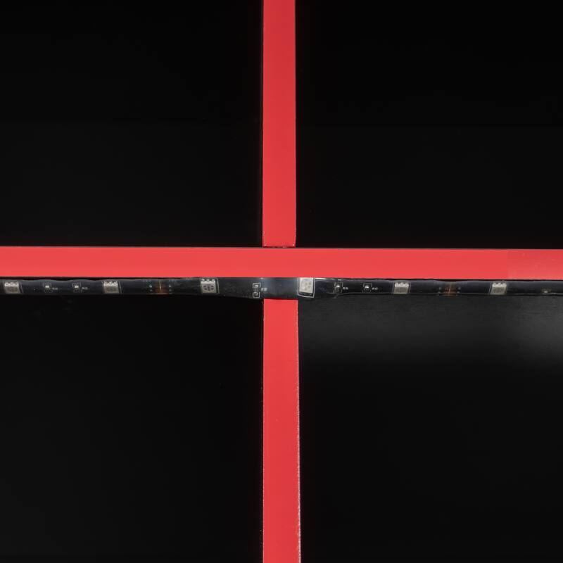 Roomfitters Full Size Loft Bed with Desk, Open Wardrobe Storage, and RGB Lighting