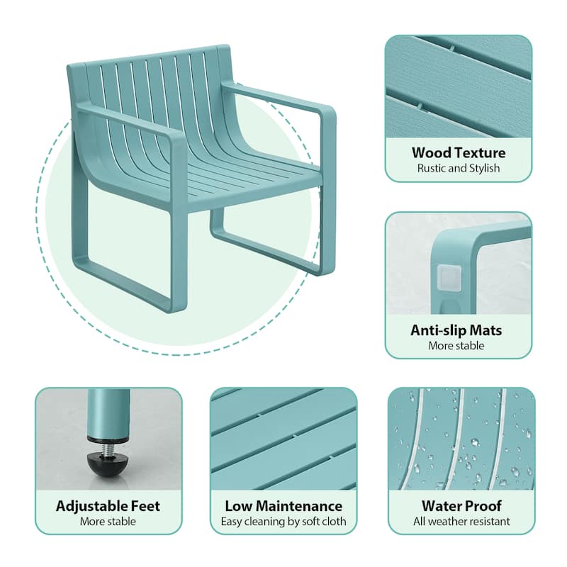 Werph 2 Person Patio Furniture Set, Outdoor Furniture Patio Table and Chairs Set, Blue/White