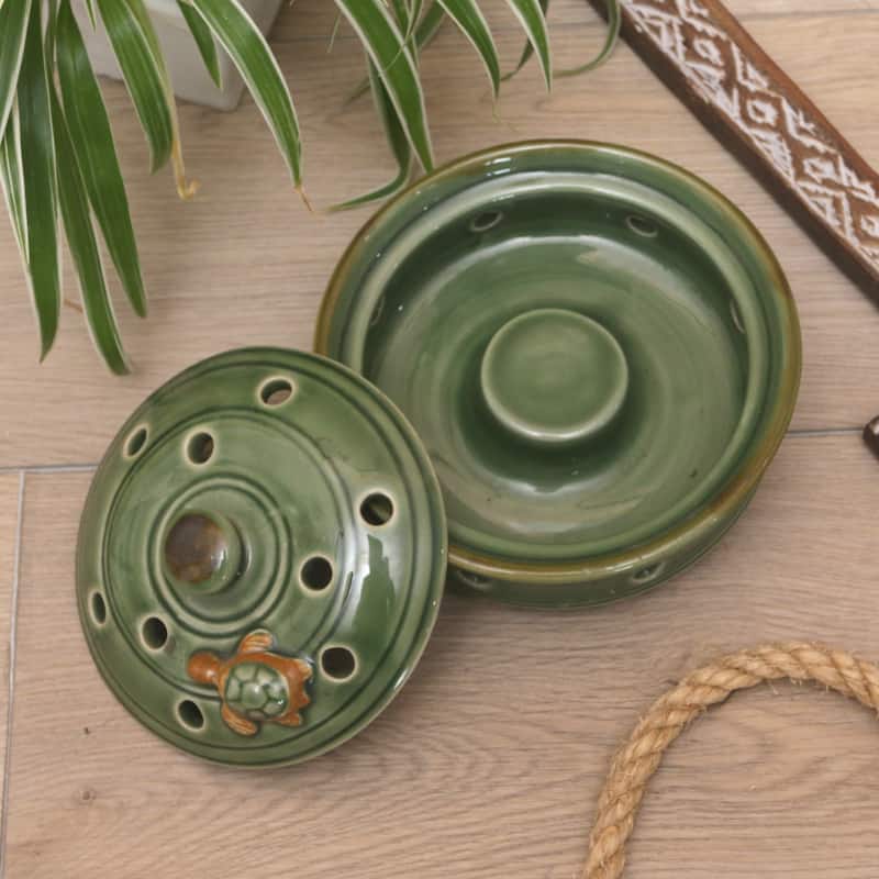 Novica Handmade Turtle With Polka Dots Porcelain Mosquito Coil Holder