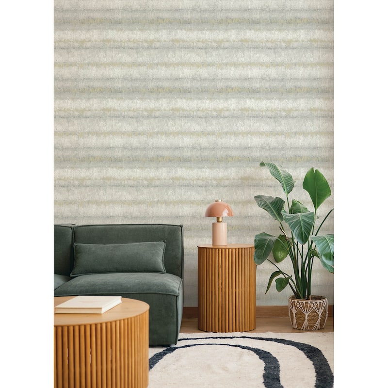 A-Street Prints Morningtide Grey Textured Stripe Wallpaper