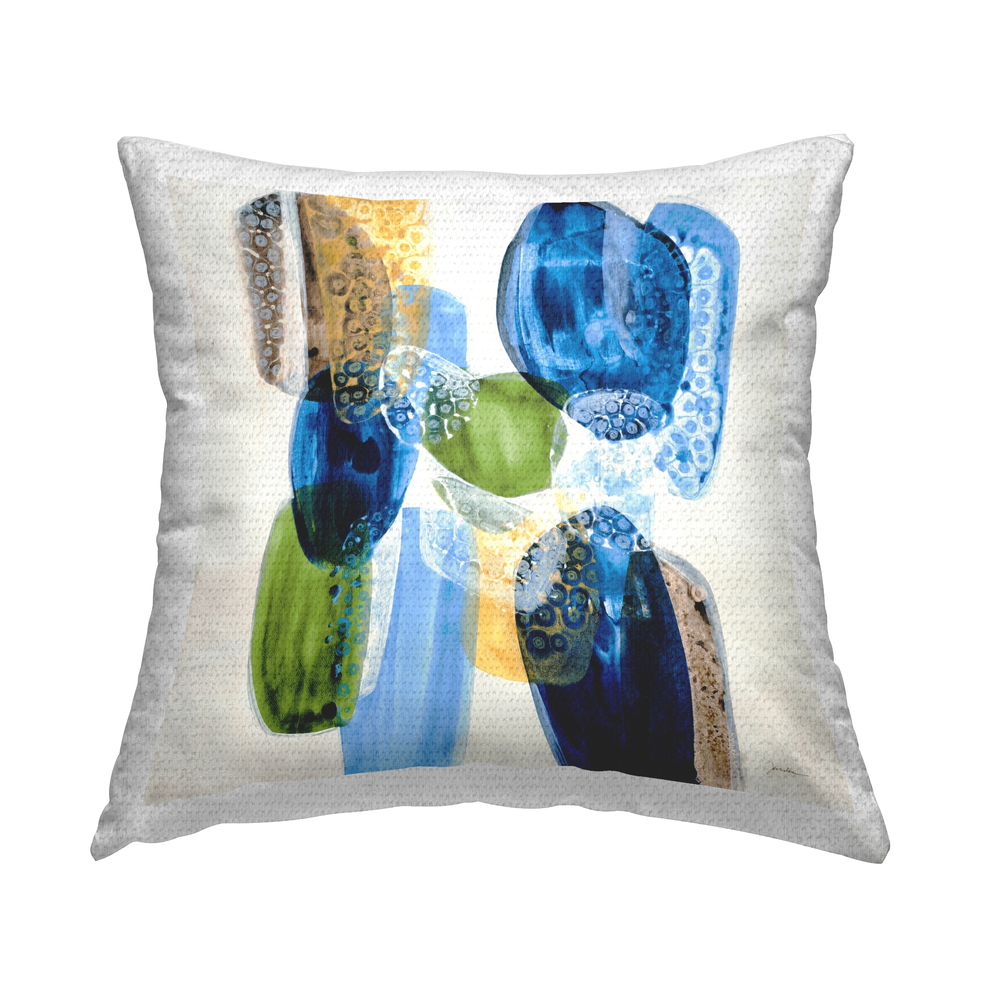 Stupell Blue & Green Abstract Rocks Printed Outdoor Throw Pillow Design by Liz Jardine