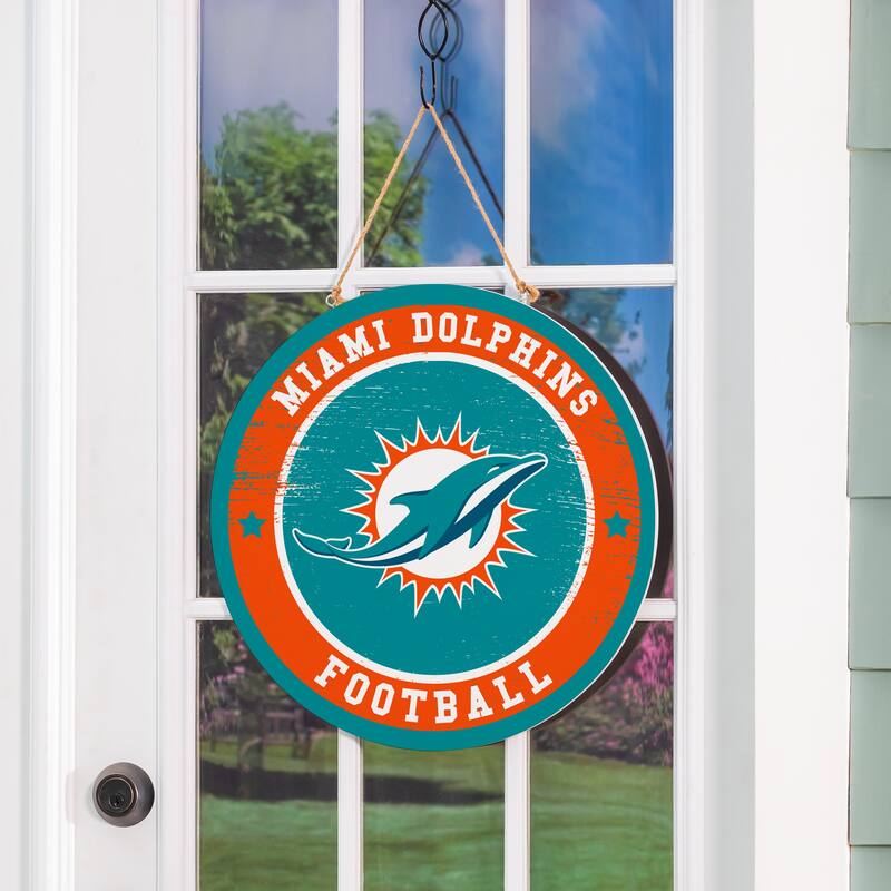 Miami Dolphins Wooden Door Decor Wall Sign - Multi-Color
