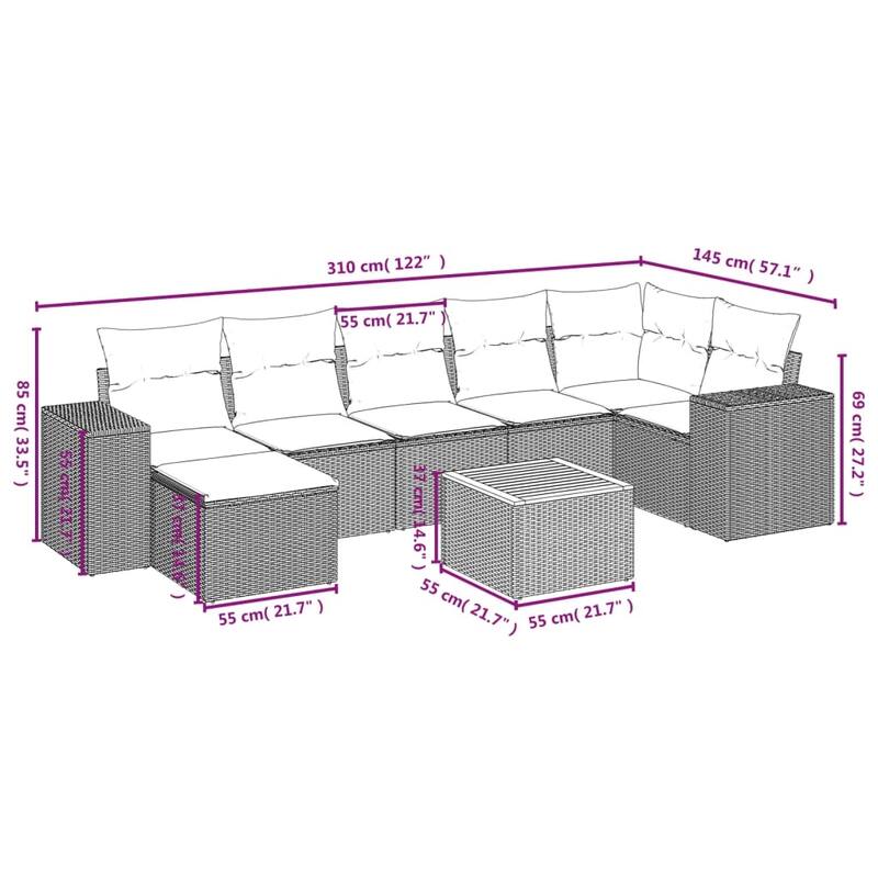 vidaXL Garden Sofa Set Black