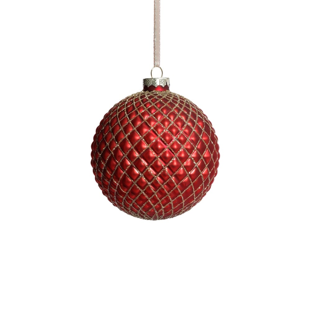 Metallic Matte Glass Ball Christmas Ornaments, Set of 6, 4"