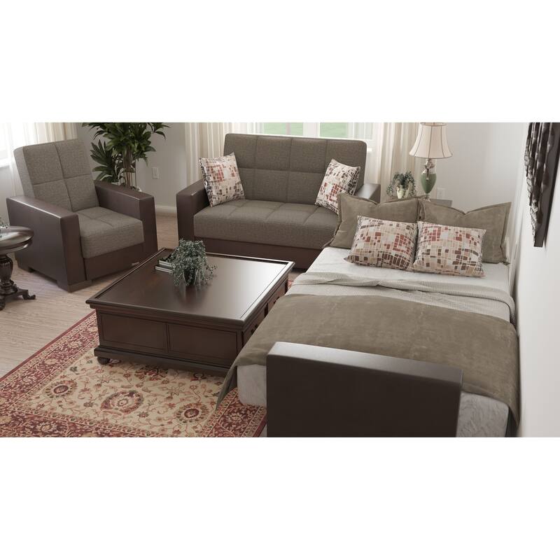 Collection Upholstered Convertible Loveseat With Storage