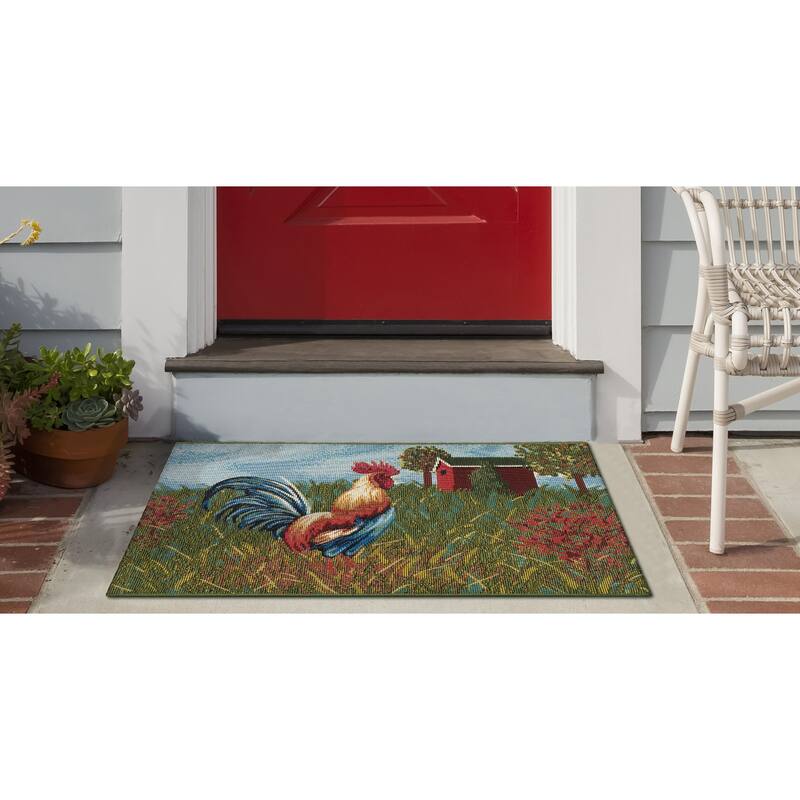 Liora Manne Esencia Rooster Farm Indoor/Outdoor Mat