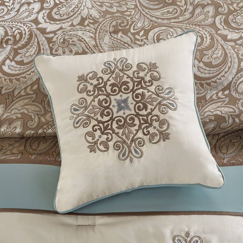 GDF Studio - Caroline 7-Piece Jacquard Comforter Set with Decorative Pillows