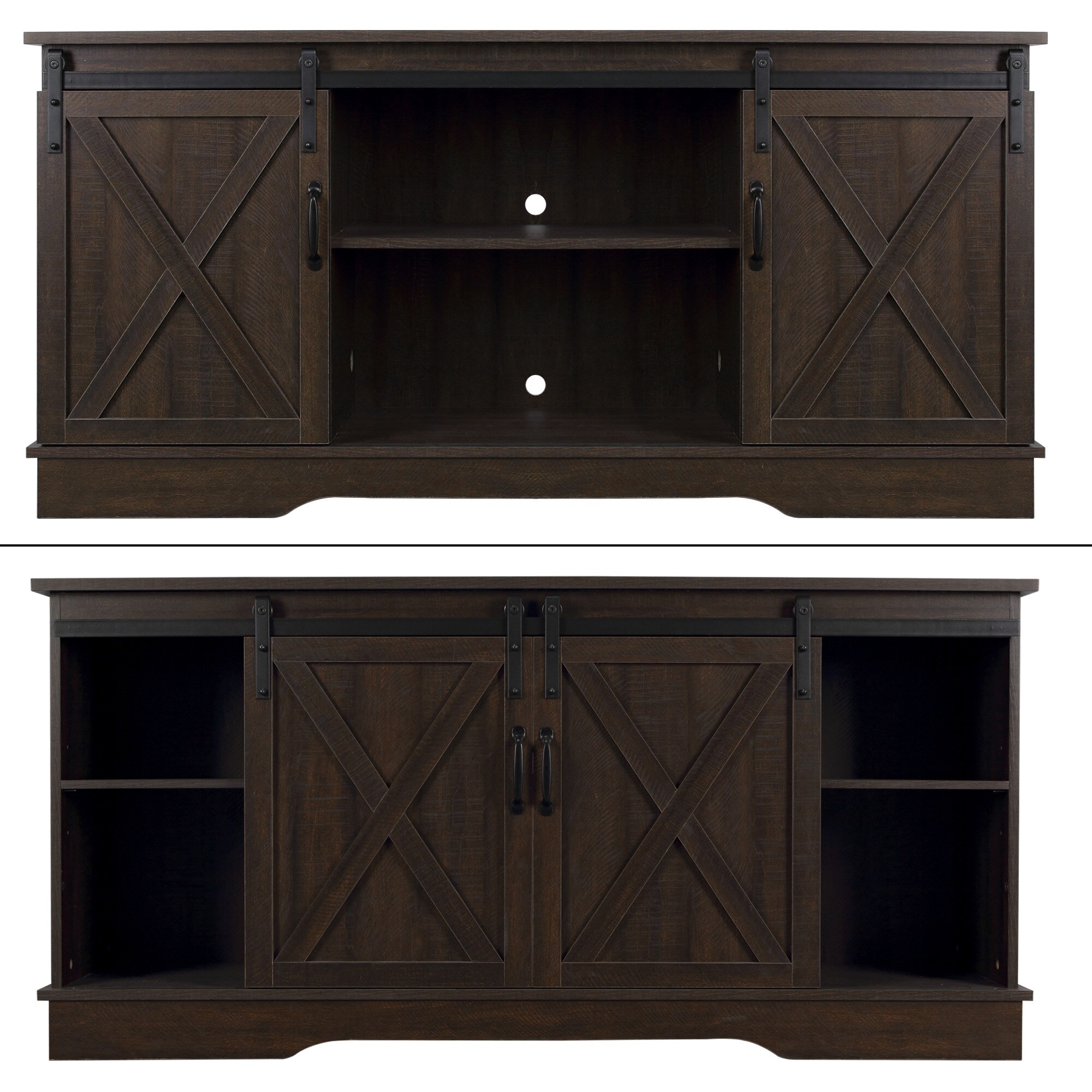 Belleze Modern Farmhouse Style 58 Inch Tv Stand With Sliding Belleze Modern Farmhouse Style 58 Inch