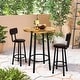 preview thumbnail 2 of 8, 3 Piece Pub Dining Set, Kitchen Counter Height Bistro Set, Round Bar Table and 2 Stools for Living Room and Small Space