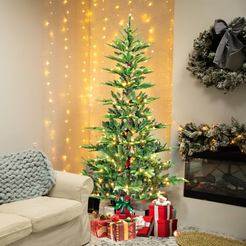 PE&PVC Christmas Tree (with Lights) - 7 Foot - Green