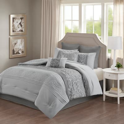 Embroidered 8 Piece Comforter Set Neutral