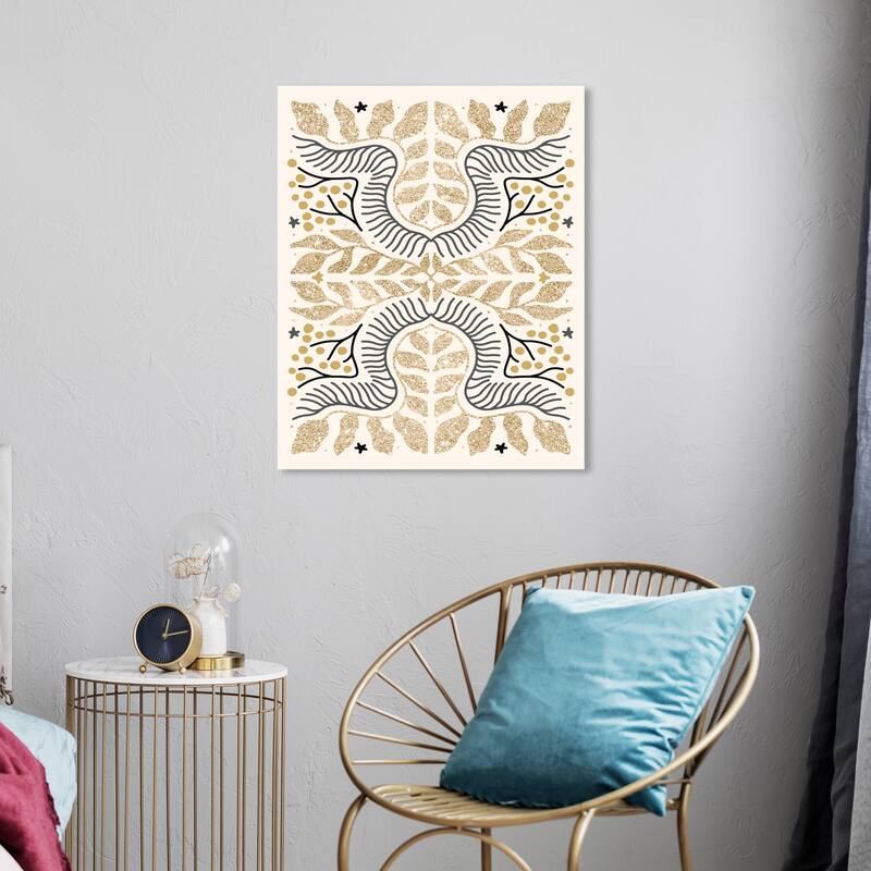 Wynwood Studio Canvas Floral and Botanical White Golden Season Gold Glam Wall Art Canvas Print - 20 x 24