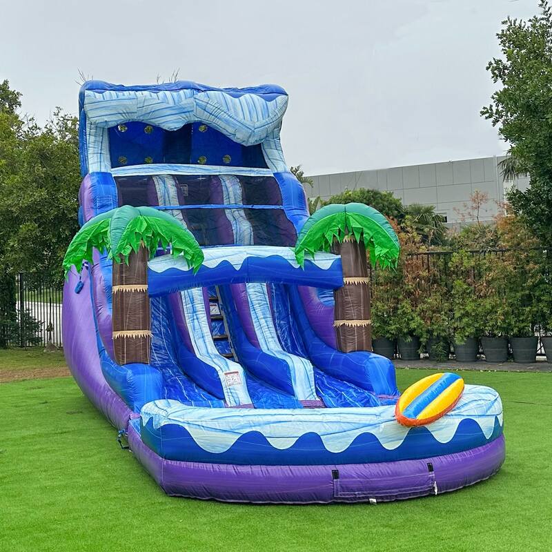 XJUMP 17' Surf Beach Inflatable Dual Lane Water Slide with Splash Pool & Air Blower, Tall Seating Height, Commercial Grade - Kids