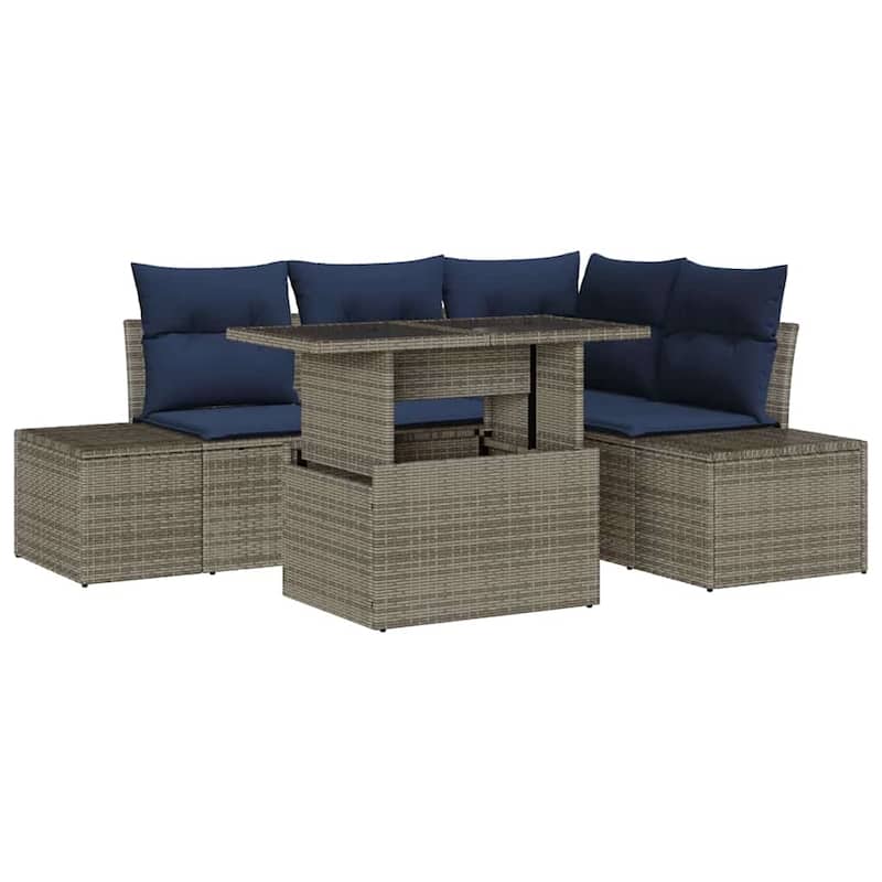 vidaXL 5 Piece Garden Sofa Set with Cushions - 82.3×60.6×27.2