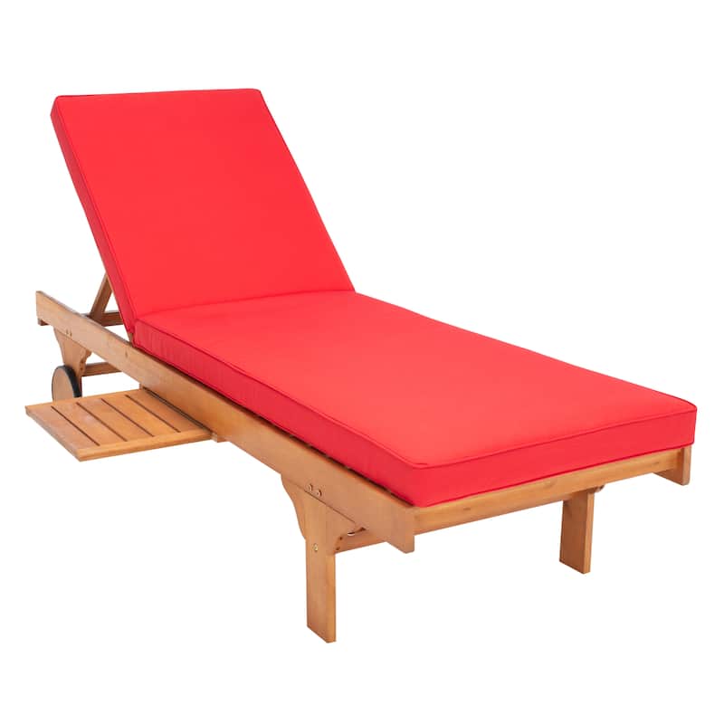 SAFAVIEH Outdoor Aubrie Adjustable Chaise Lounge Chair with Wheel.