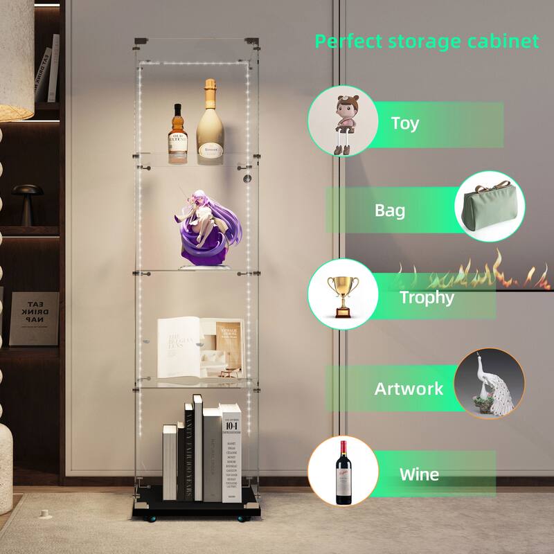 Versatile Tempered Glass Cabinet with Advanced Features for Various Spaces