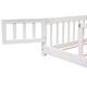 Twin/Full/Queen size Floor Platform Bed with Fence and Door for Kids, Toddlers