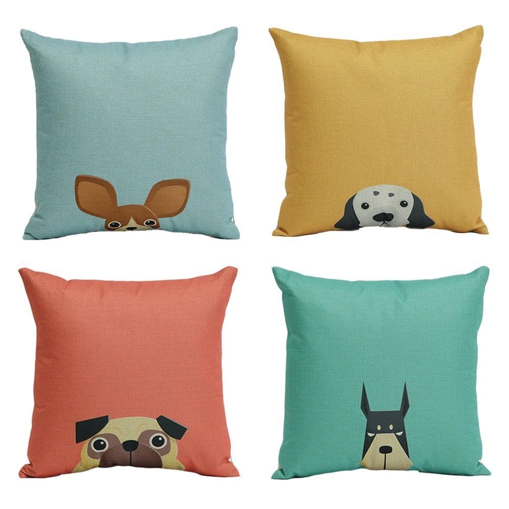 Cartoon Dog Square Pillow Case Decorative Cushion Case for Sofa,Bed