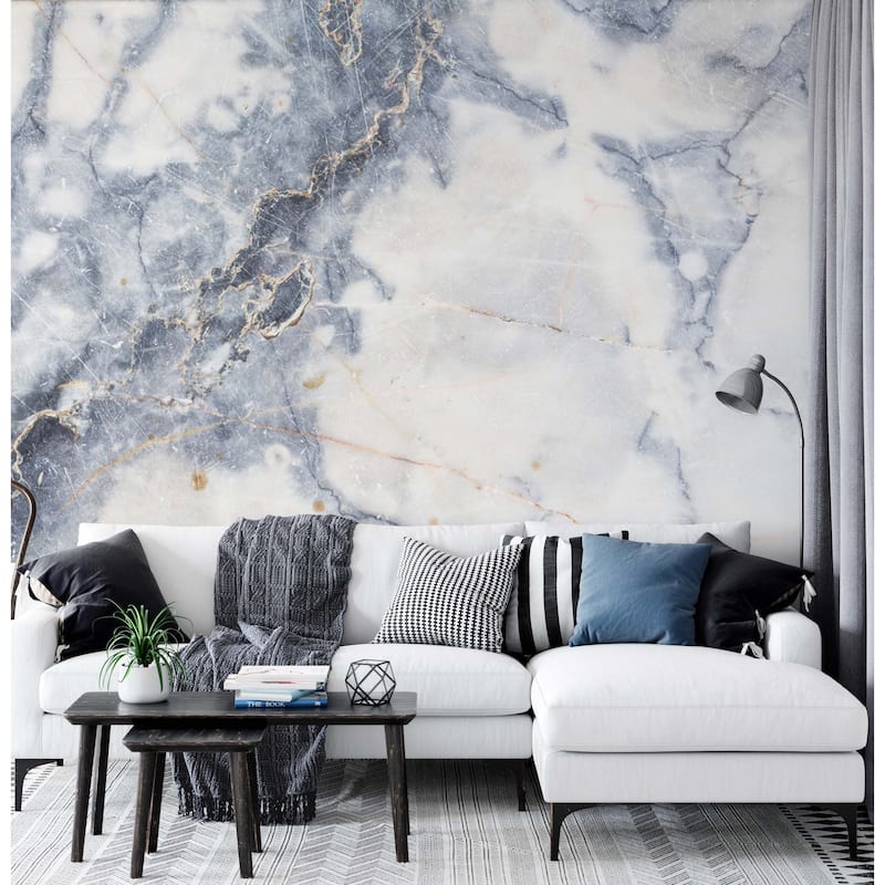 GK Wall Design Grey Stone Light Marble Texture Removable Wallpaper