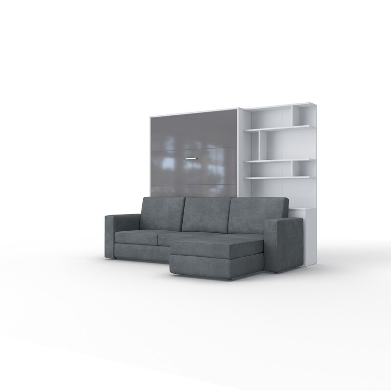 INVENTO Vertical Wall Bed with mattress 55.1" x 78.7" and Sectional