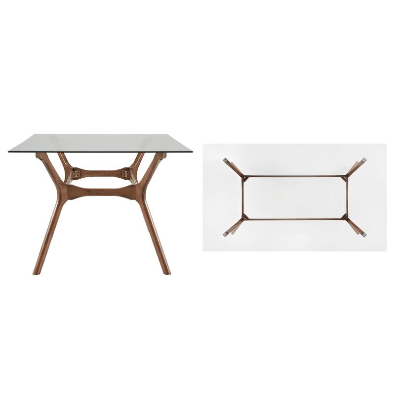 Sylvestria Mid-Century Walnut Finish Rectangular Dining Table