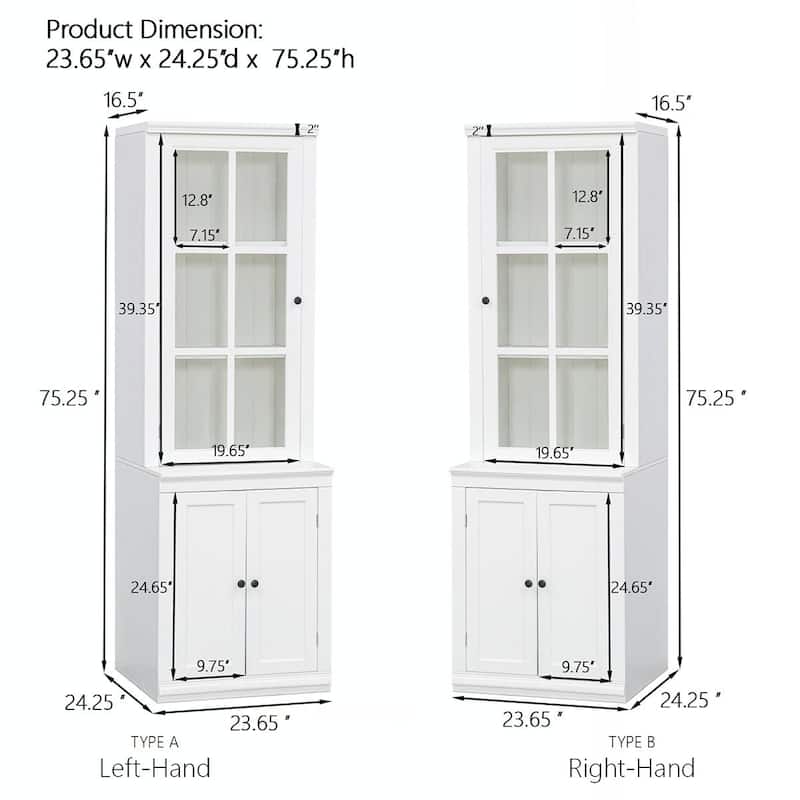 75.25" Tall Cabinet With Glass Door