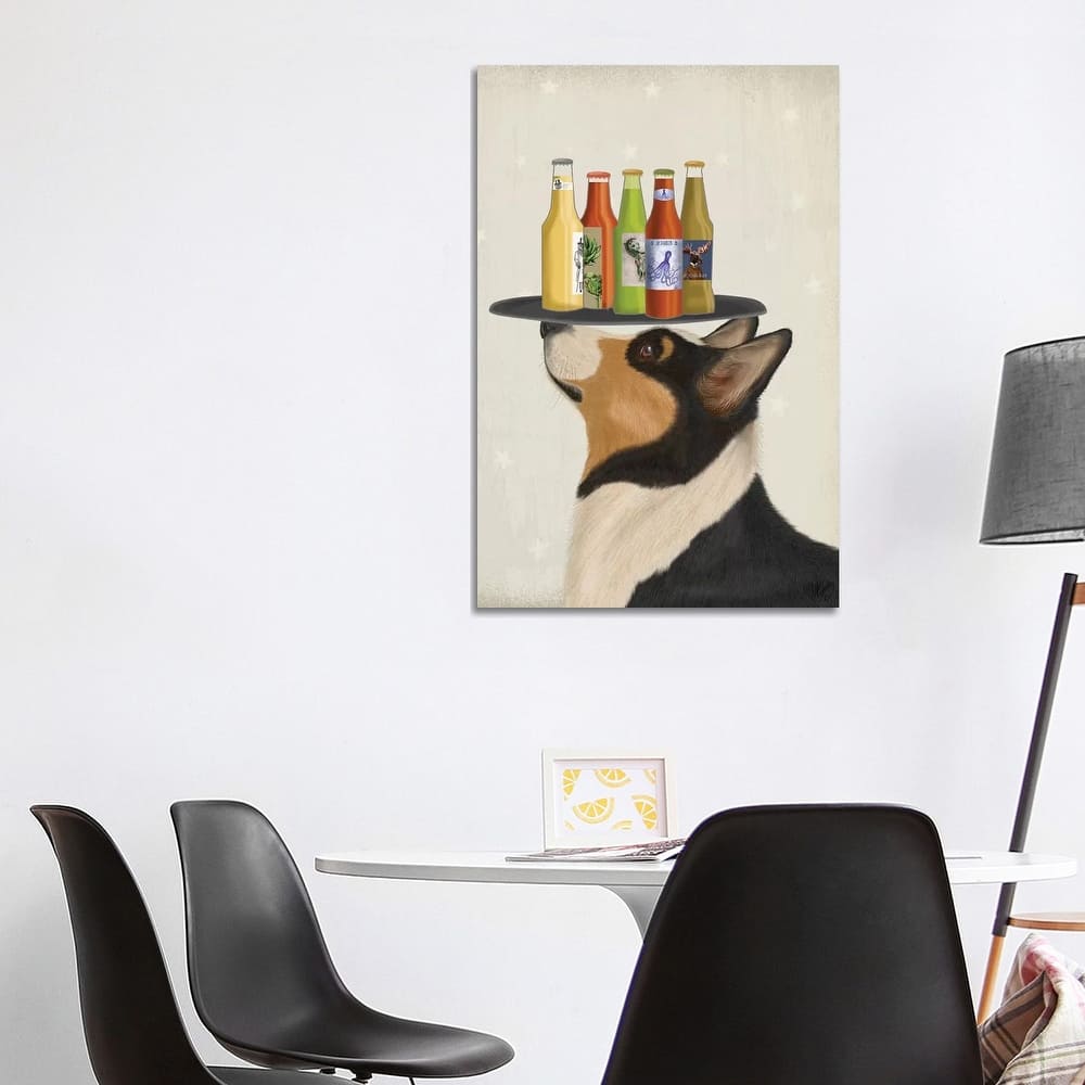 iCanvas "Corgi Tricolour Beer Lover" by Fab Funky Canvas Print